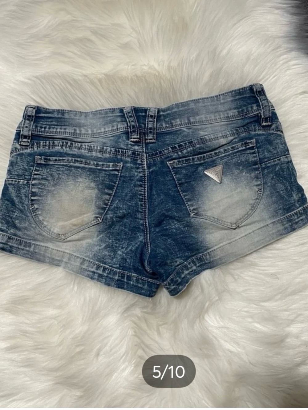 Guess Light Wash Distressed Denim Women's Shorts - Picture 4 of 9